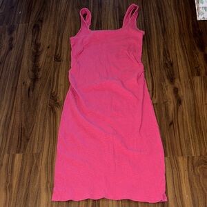 Rose/Coral Sleeveless Ribbed Maternity Dress